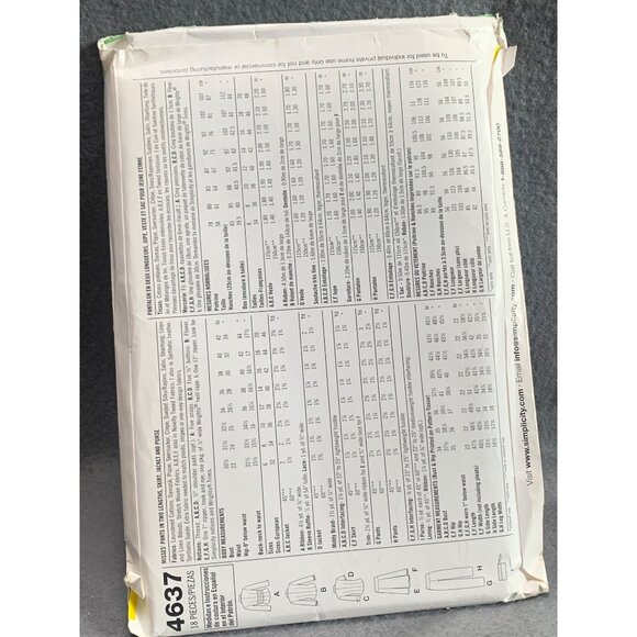 Simplicity Sewing Pattern 4637 Sizes 14-18 Women's Suits - uncut - Picture 2 of 2